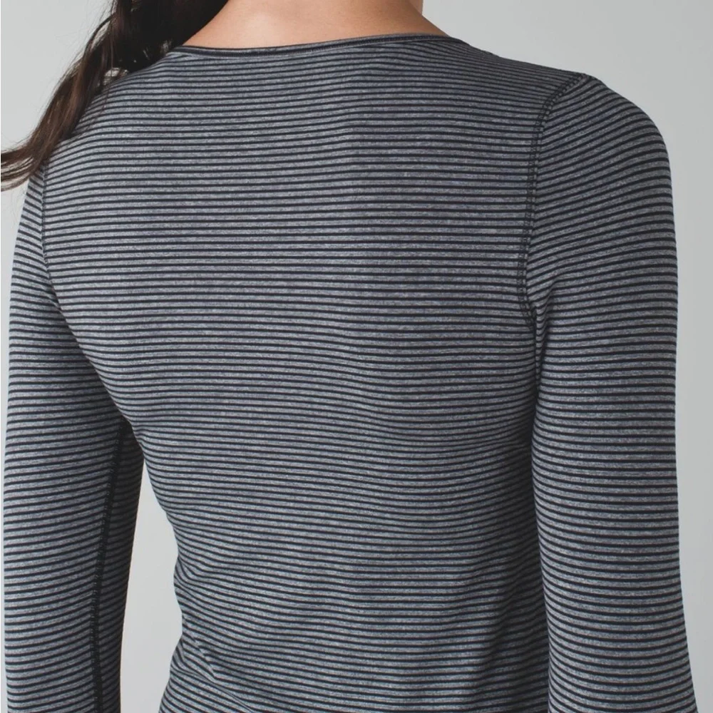 Lululemon Sunset Salutation Long Sleeve - Mini Pop Stripe Heathered Slate Black